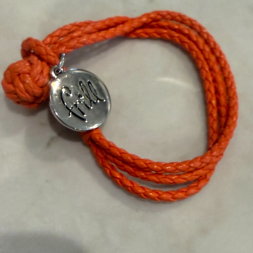 Vera Bradley Frill Orange Braided Knot Clasp Bracelet